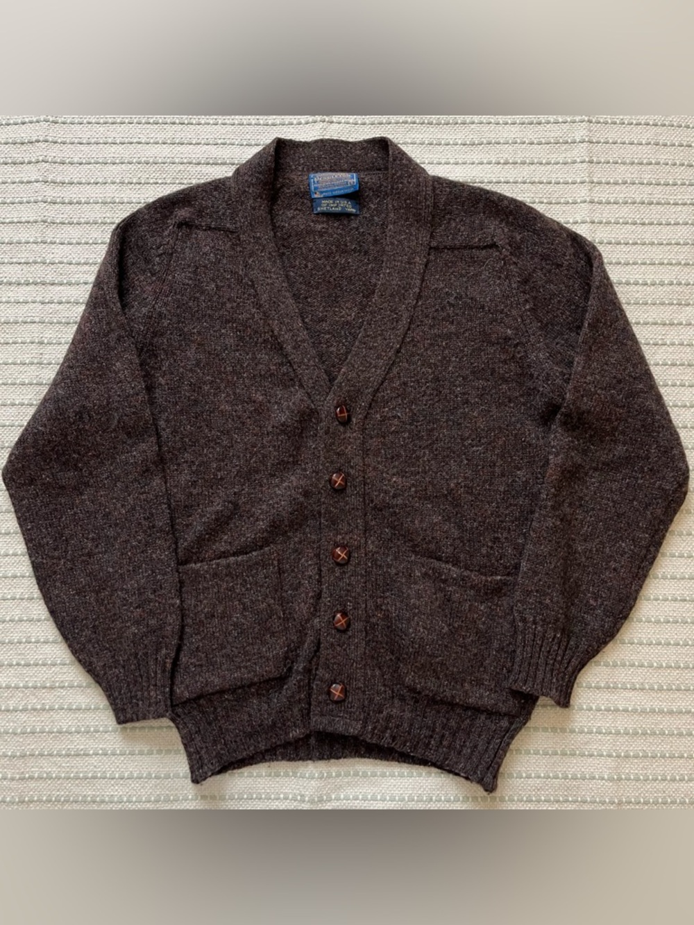 Vintage 80s Pendleton chunky knit wool cardigan sweater